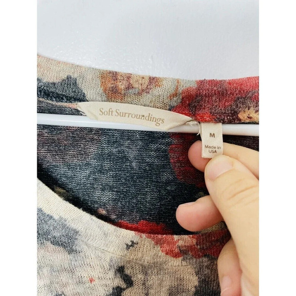 Soft Surroundings Womens Sz M Knit Sweater Floral Long Sleeve Stretch USA Made - Picture 3 of 7